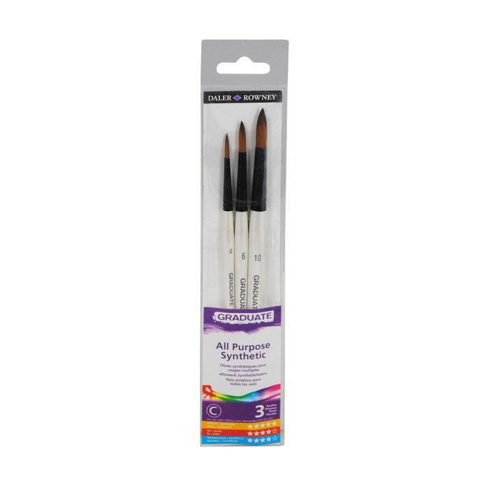 BLISTER 3 PINCEL GRADUATE REDONDO MANGO CORTO SINTETICO | 1 UNIDADES | (DALER ROWNEY) Imagen principal del producto