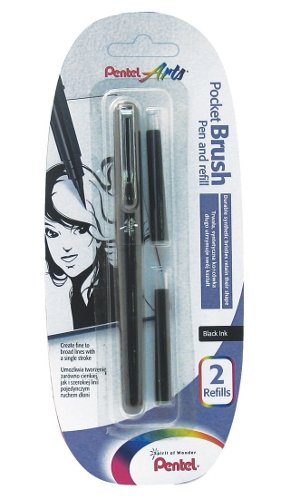 Rotulador Pincel Pocket Brush tinta en Negro PENTEL blister 1 Ud