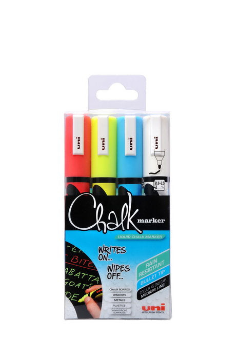 Estuche Rotulador Uni Chalk Tiza Liquida 1,8-2,5Mm 4 Colore | Uni-Ball | Pack 1 Unidades Imagen principal del producto