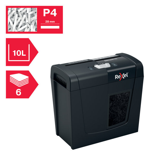 Destructora Rexel Secure X6 corte en partículas negro Imagen principal del producto
