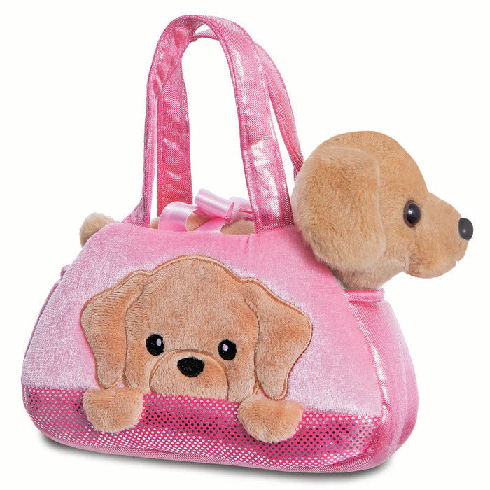 Peluche bolso rosa Labrador Aurora 19 cm
