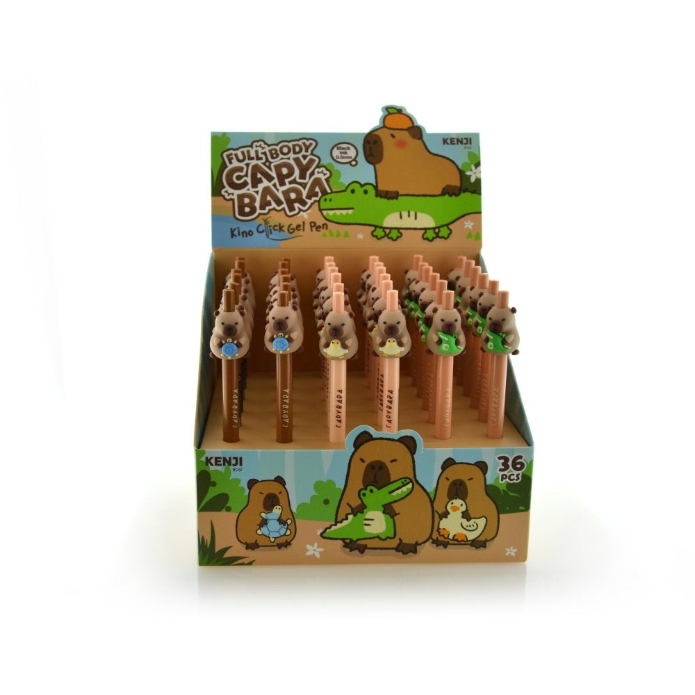 Expositor 36 Bolígrafos Retráctil Gel Capybara Tinta Negra Fraga Kawaii Imagen principal del producto