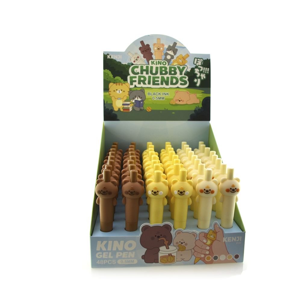 Expositor 48 Bolígrafos Chubby Bear Friends Tinta Gel Negra Fraga Kawaii Imagen principal del producto
