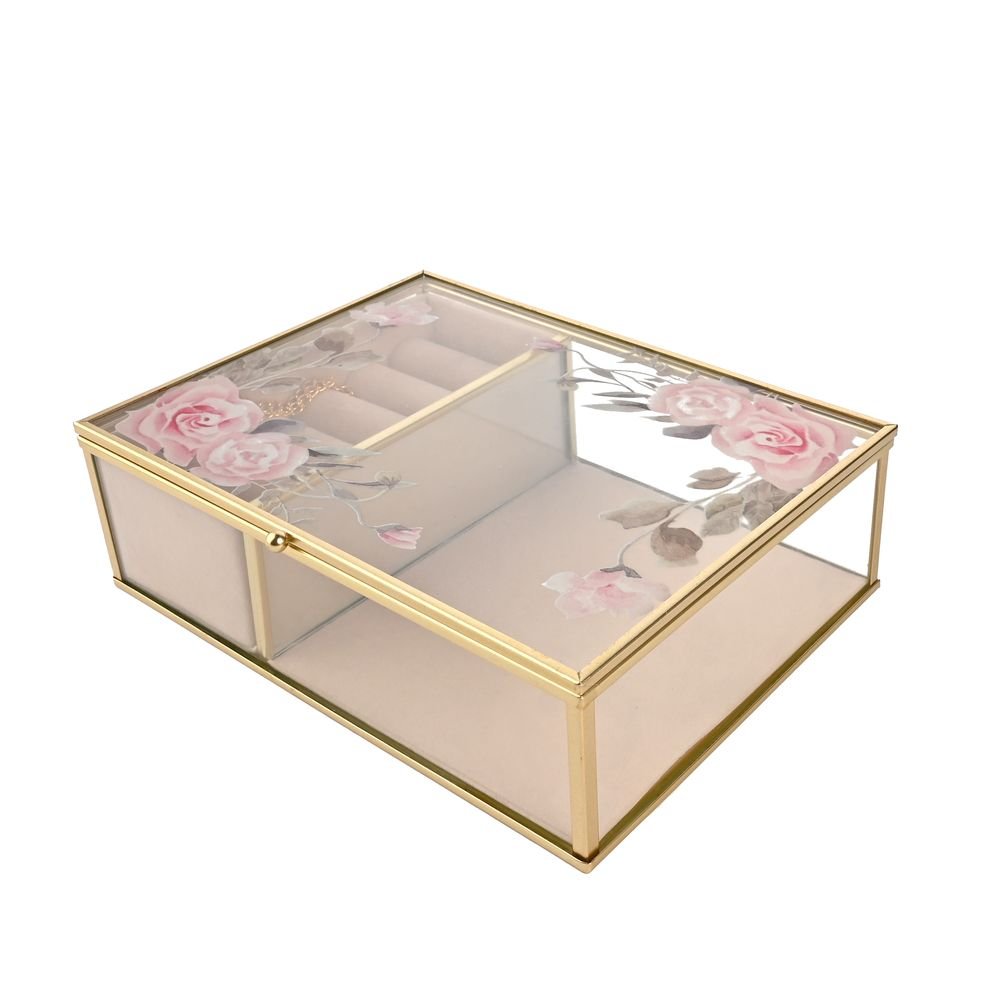 Joyero clásico cristal con diseño floral Sophia grande WIDDOP Imagen principal del producto