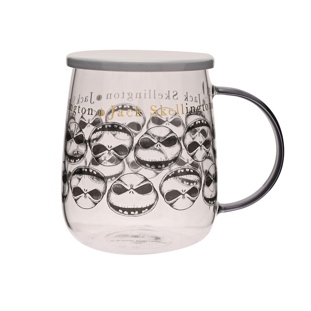 Taza Cristal Disney con Tapa Pesadilla Antes de Navidad