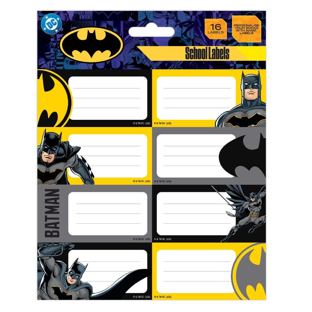 Etiquetas escolares DC Comics Batman, 12 unidades Imagen principal del producto