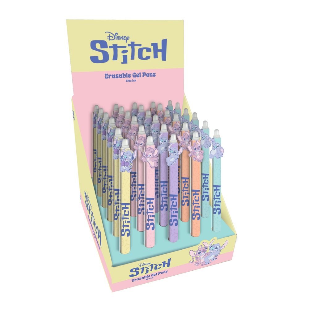 Expositor 30 Bolígrafos Borrables Gel Disney Stitch Planetary Pyramid International