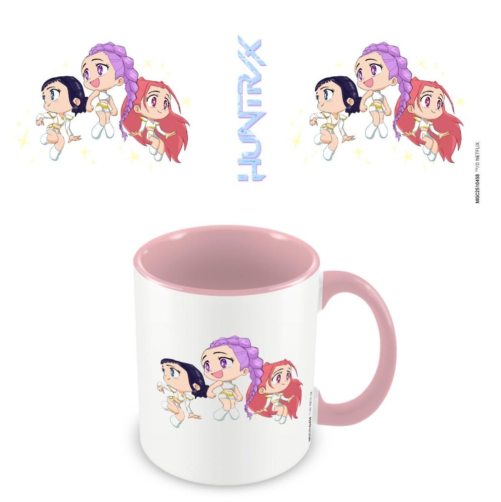 Taza Blanca y Rosa 325 ml K-pop Demon Hunters Huntrix Chibi Pyramid International