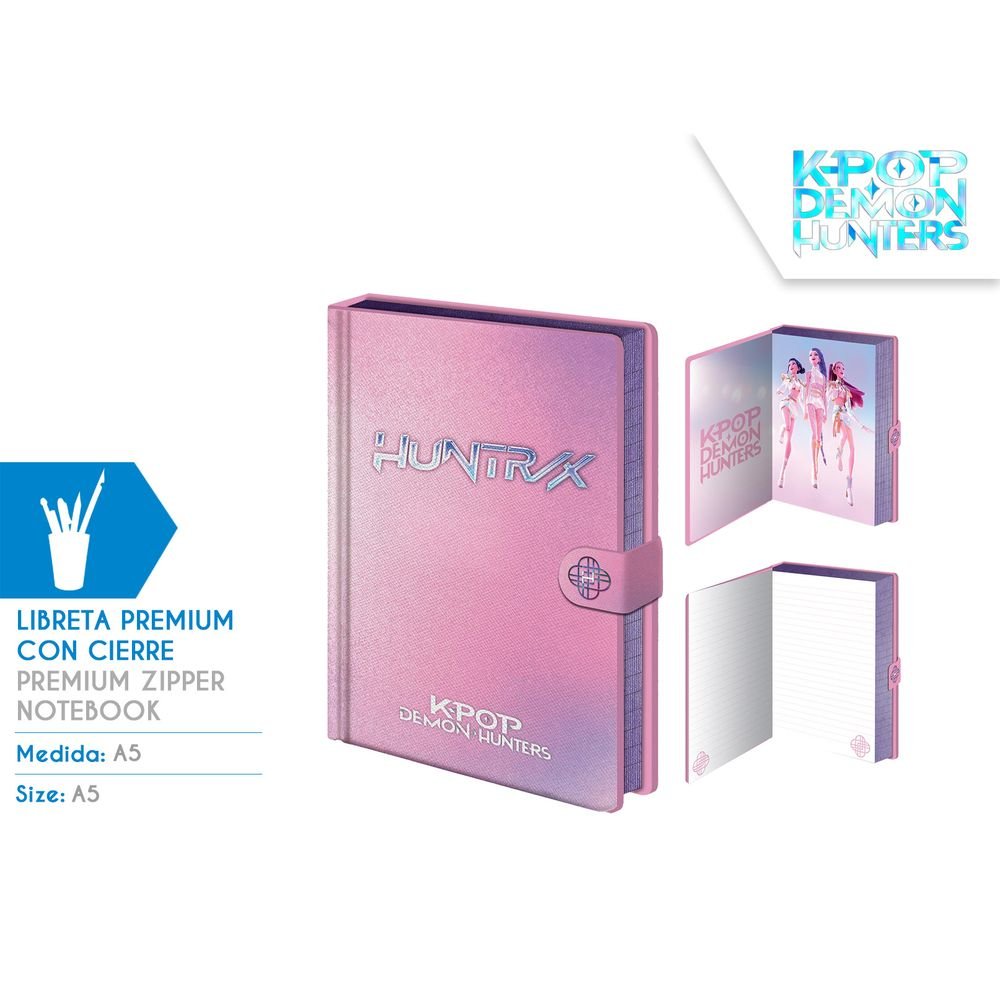 Libreta Premium con Cierre A5 K-pop Demon Hunters Pyramid International