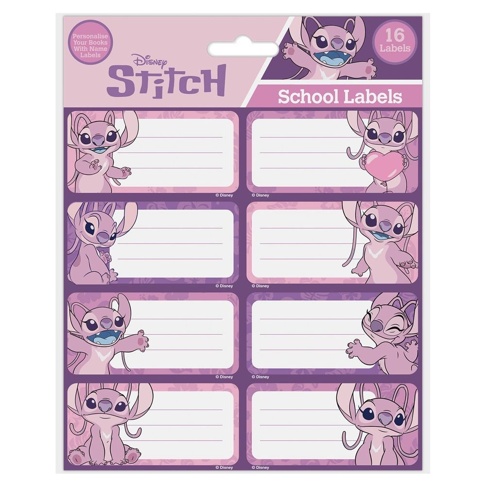 Etiquetas Escolares Disney Stitch Angel Marca Pyramid International Pack 45 unidades