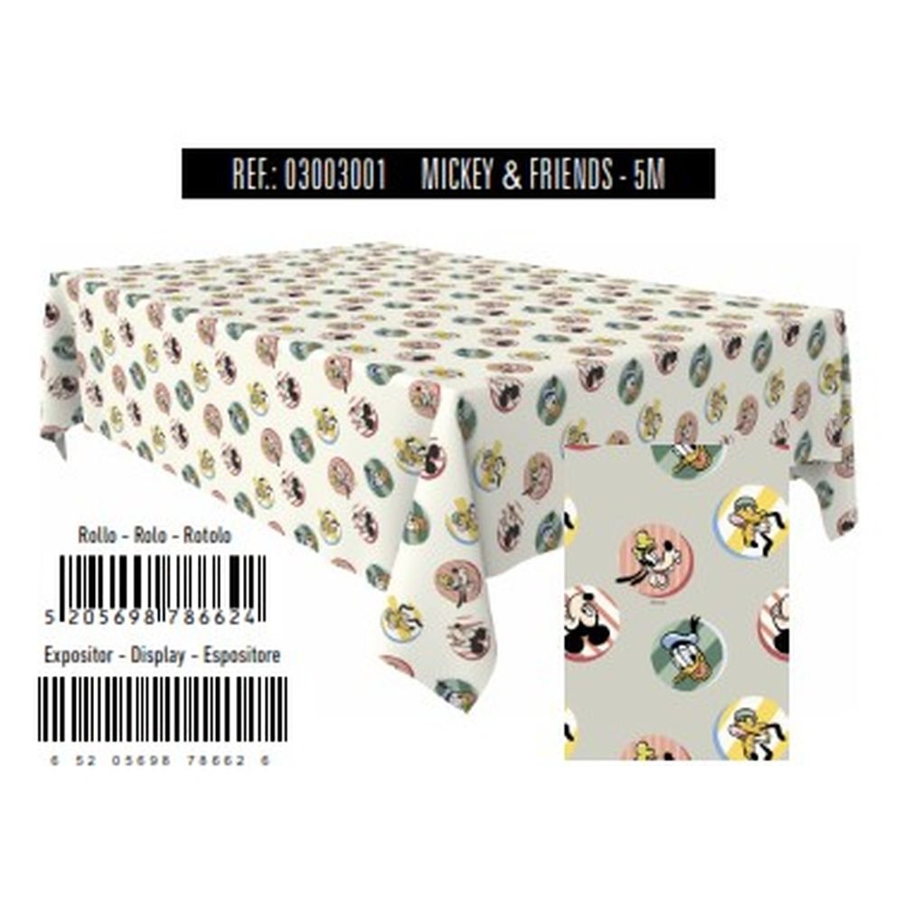 Rollo Mantel Papel 1,2x5m Disney Mickey Reciclado Brillo Marca Andina