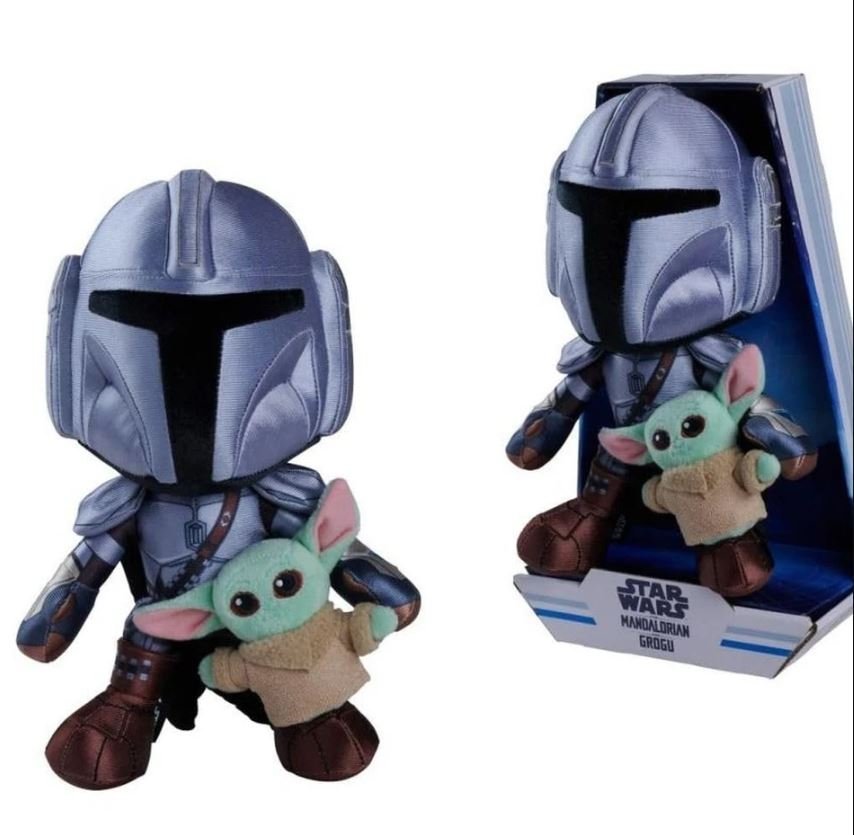 Peluche 25 cm Star Wars Mandalorian con Mini Grogu Marca PELUCHES DISNEY