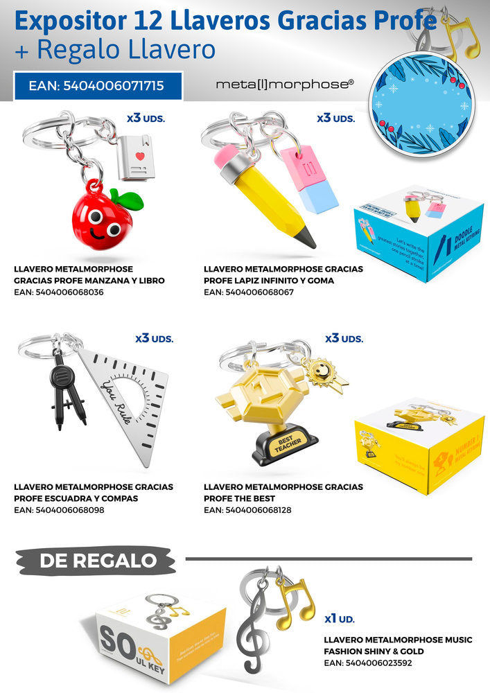 Exp 24 Llaveros Metalmorphose Modelos Surtidos Marca Metalmorphose Imagen principal del producto
