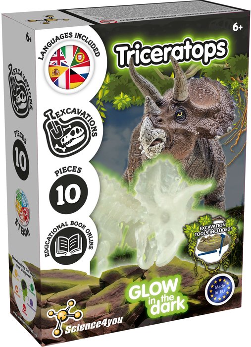 JUEGO DE MESA EXCAVACIONES TRICERATOPS BRILLA OSCURIDAD | SCIENCE 4 YOU | 1 UNIDAD | 5600983628090