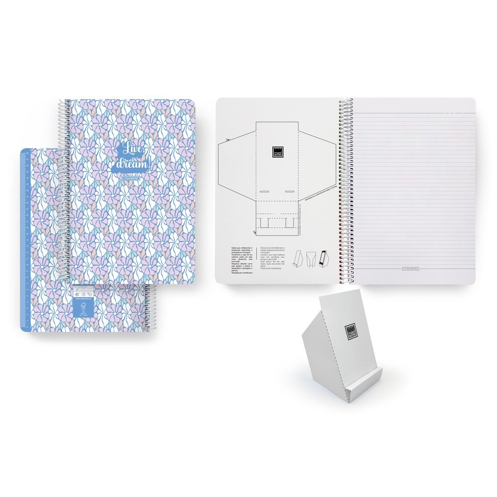 Cuaderno espiral plástico A4 rayado Romantic Pastel MAKENOTES
