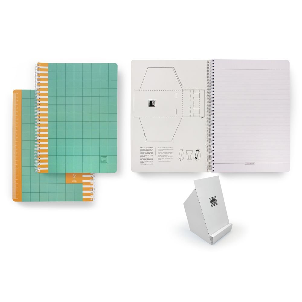 Cuaderno Esp Metalico Doble Blanco A4 Rayado Simple Verde MAKENOTES
