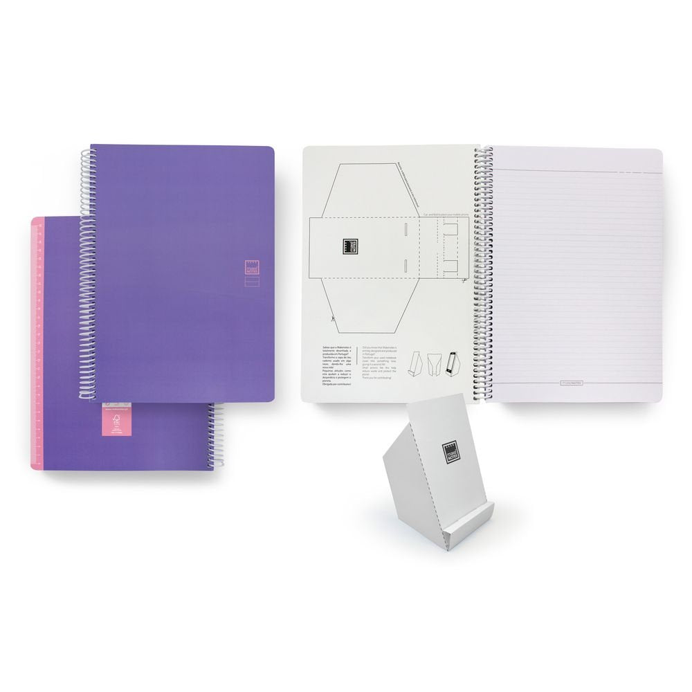 Cuaderno espiral plástico A4 rayado lila xoxo MAKENOTES Imagen principal del producto