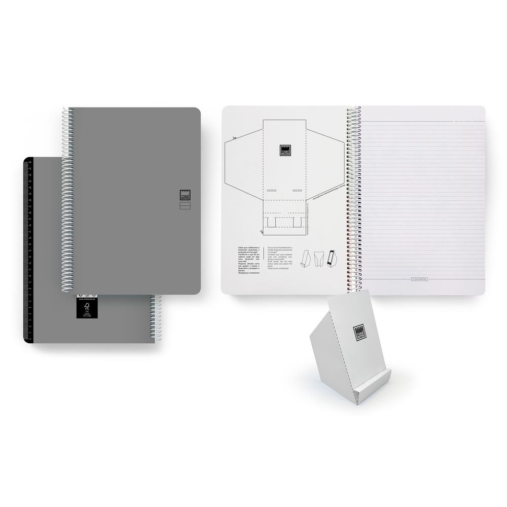 Cuaderno Esp Plastico A4 Rayado Gris Retro Beats MAKENOTES