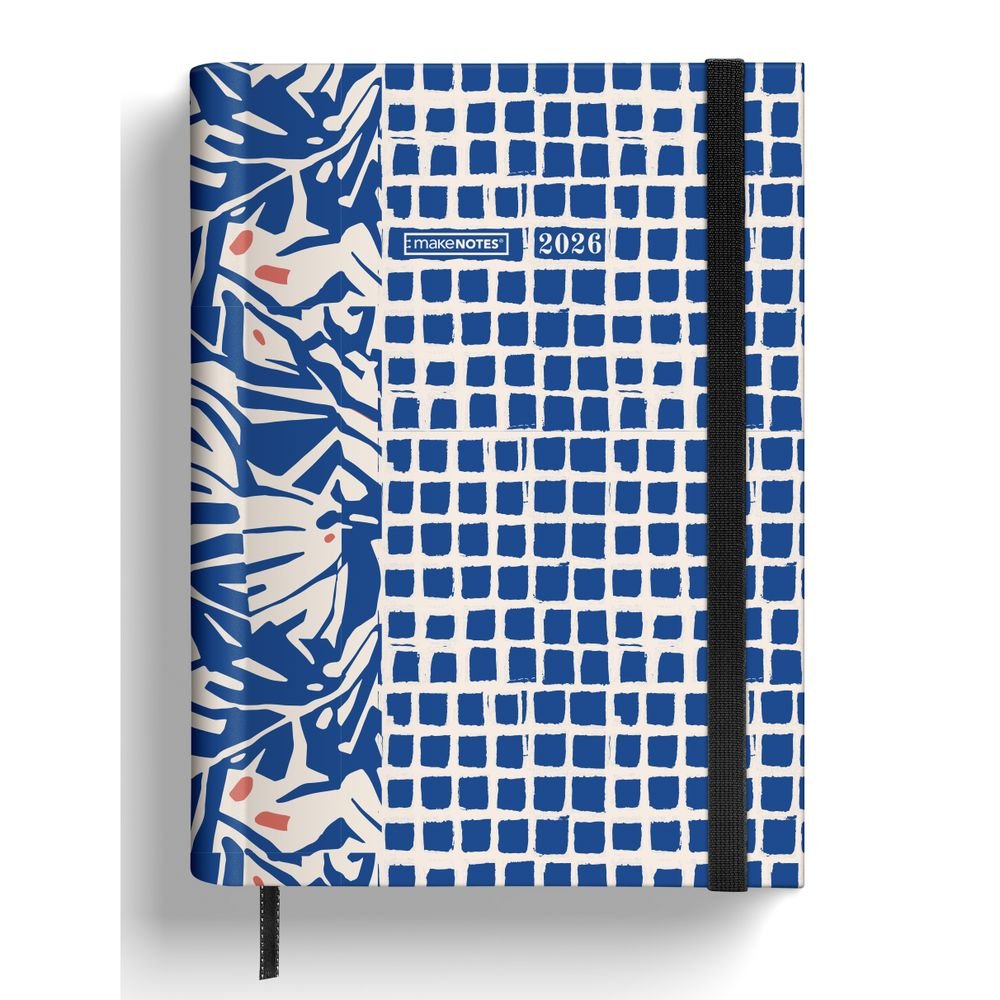 AGENDA SEMANAL A5 ESPIRAL BLANCA OCULTA 12MESES BLUE FLWRS | MAKENOTES