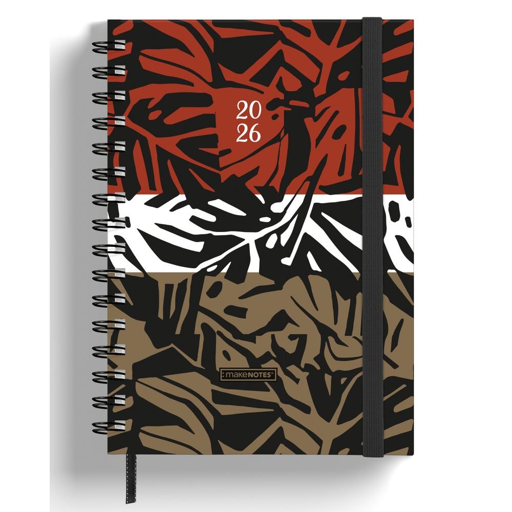 Agenda Semanal A5 Espiral Doble Negra 12 Meses Leafscape MAKENOTES Imagen principal del producto
