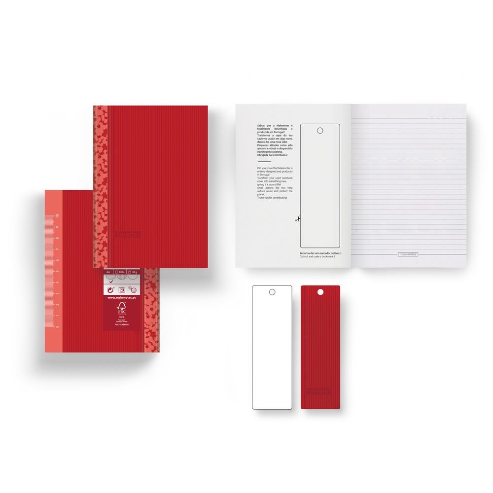 Cuaderno encolado A6 rayado 80 hojas 80 g Red Flowers MAKENOTES Imagen principal del producto