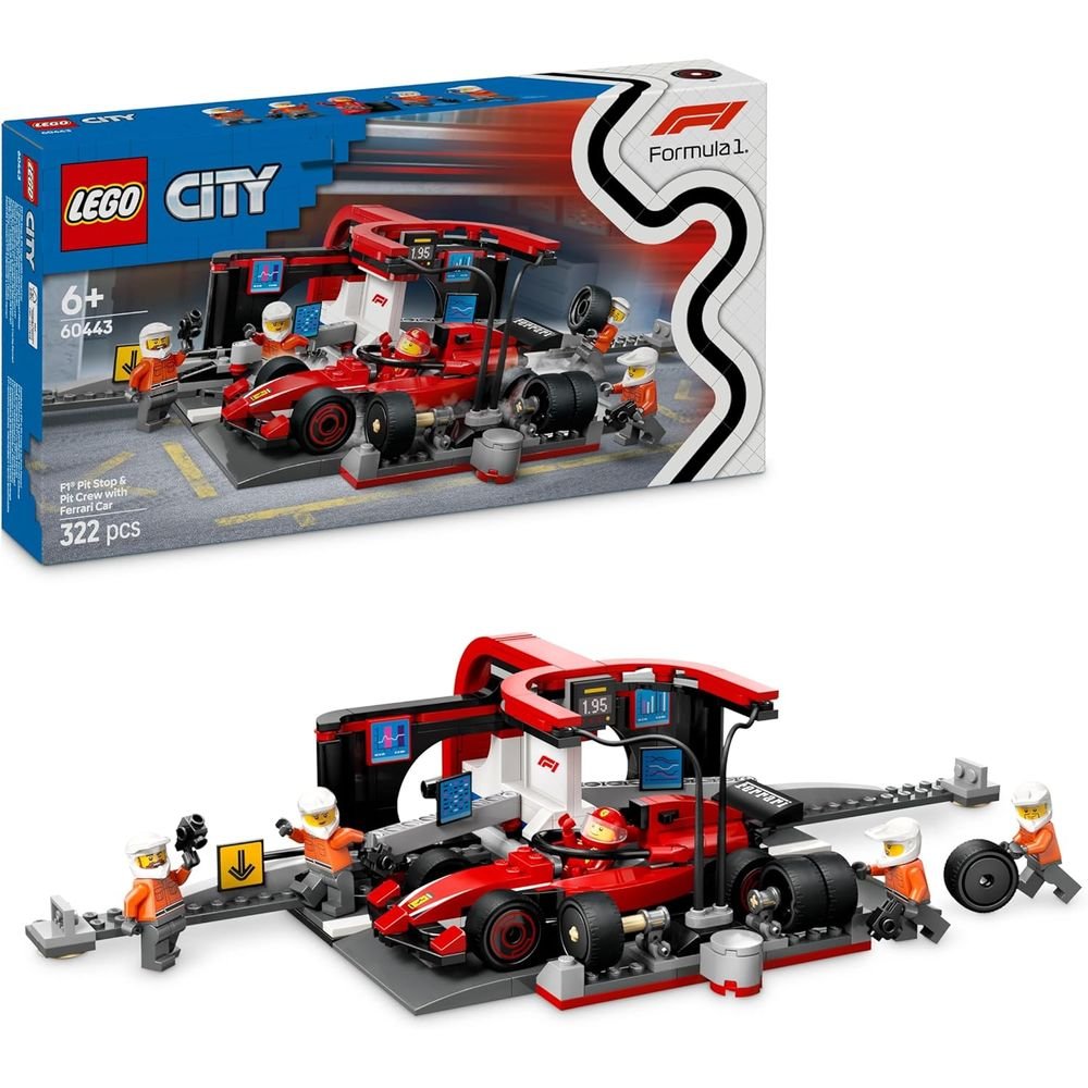 LEGO PARADA EN BOXES DE F1 Y EQUIPO MECANICOS COCHE FERRARI | LEGO CITY | 1 UNIDAD | 5702017812496