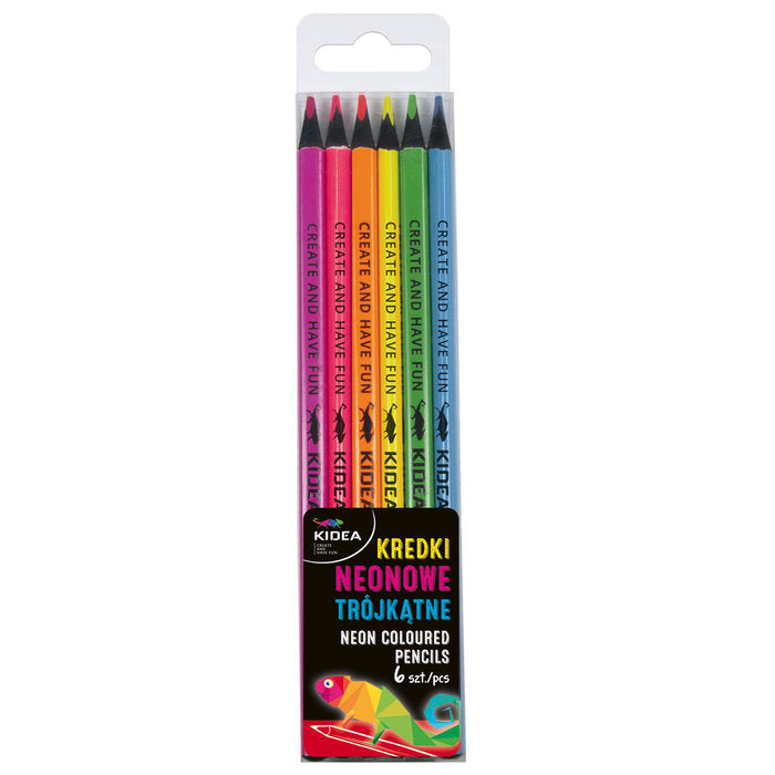 Blister 6 Lápices Triangulares Colores Neon Kidea