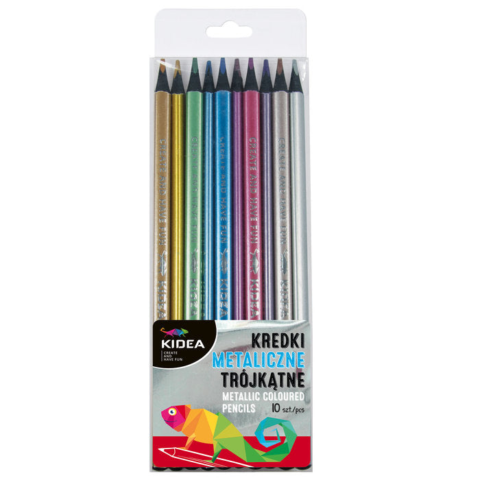Blister de 10 lápices triangulares metalizados KIDEA Imagen principal del producto