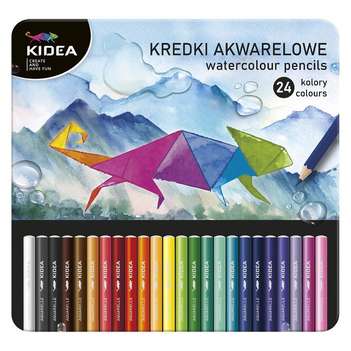 Caja metálica con 24 lápices de colores acuarela Kidea Imagen principal del producto