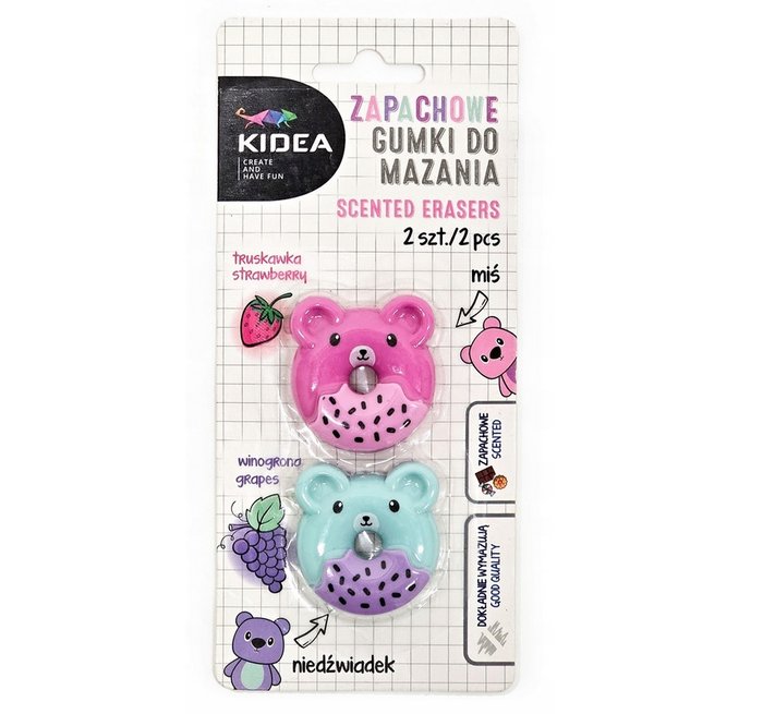 SET 2 GOMAS PERFUMADAS FRESA Y UVA | 12 UNIDADES | (KIDEA) Imagen principal del producto