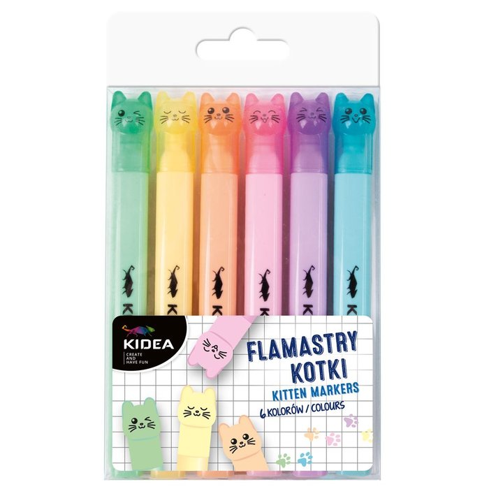 Blister 6 rotuladores pastel con forma de gatitos Kidea Imagen principal del producto