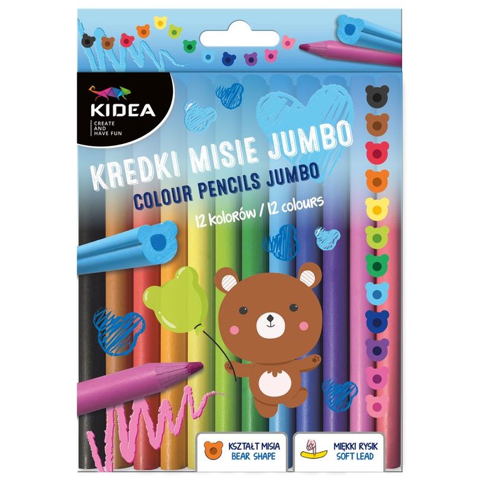Lapices 12 Colores Jumbo con Forma de Osito Kidea