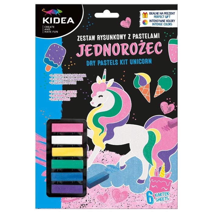 Set para colorear con tizas con 6 hojas de unicornios KIDEA Imagen principal del producto