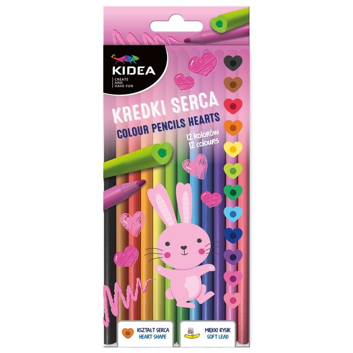 Lapices 12 Colores Intensos con Forma de Corazón Kidea Imagen principal del producto