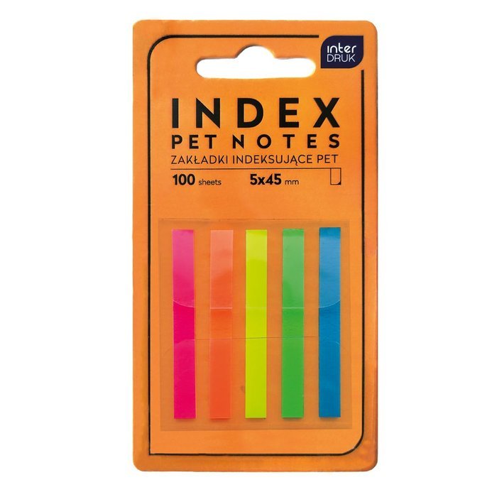 Blister de 100 notas adhesivas transparentes 45x5 mm INTER DRUK