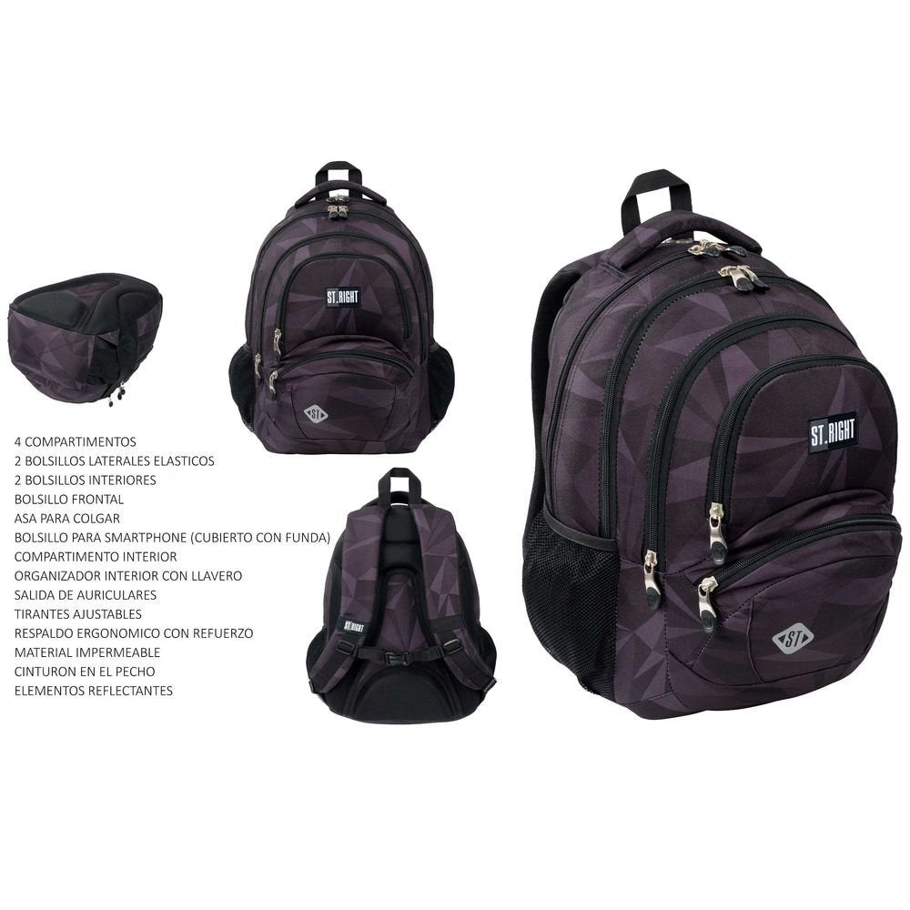 MOCHILA ESCOLAR GEOMETRIC GREY 42X30X19 CM | MAJEWSKI Imagen principal del producto