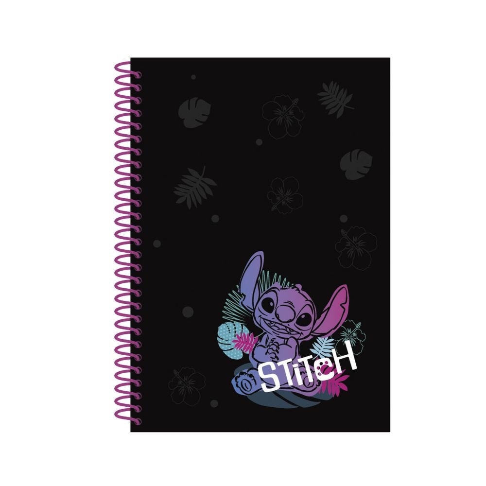 Cuaderno A4 Espiral 100 Hojas Cuadricula Stitch Black Tropic Marca Coolpack