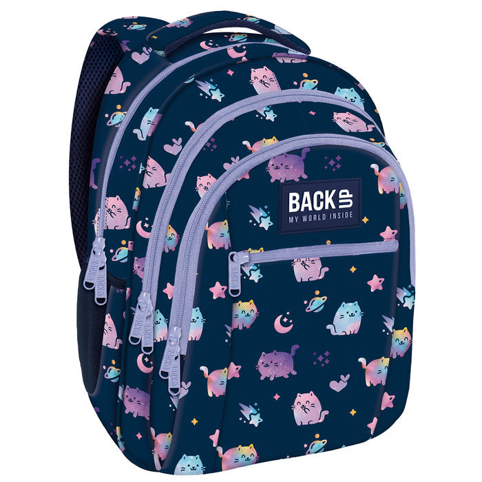 MOCHILA TRIPLE ESCOLAR BACK UP GATOS COSMICOS | DERFORM