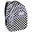 MOCHILA TRIPLE ESCOLAR CUADROS NEGRA Y BLANCA CON LILA | DERFORM