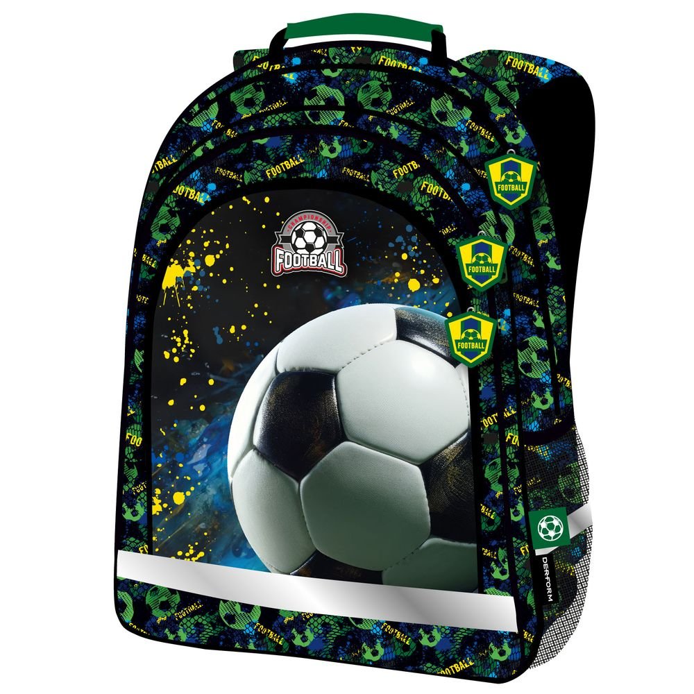 MOCHILA INFANTIL 38X28 DOBLE FOOTBALL NEON | DERFORM Imagen principal del producto