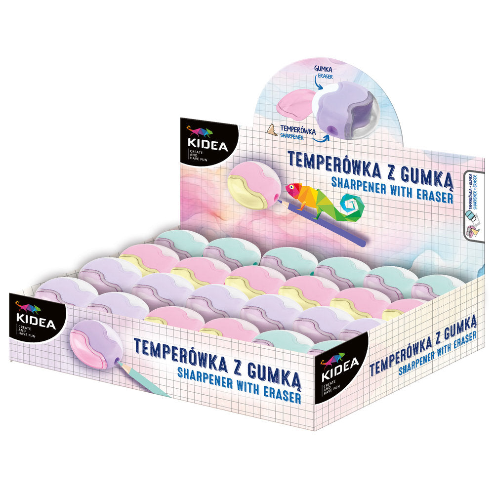 Sacapuntas y Goma Borrar Redondos Colores Pastel Su KIDEA Imagen principal del producto