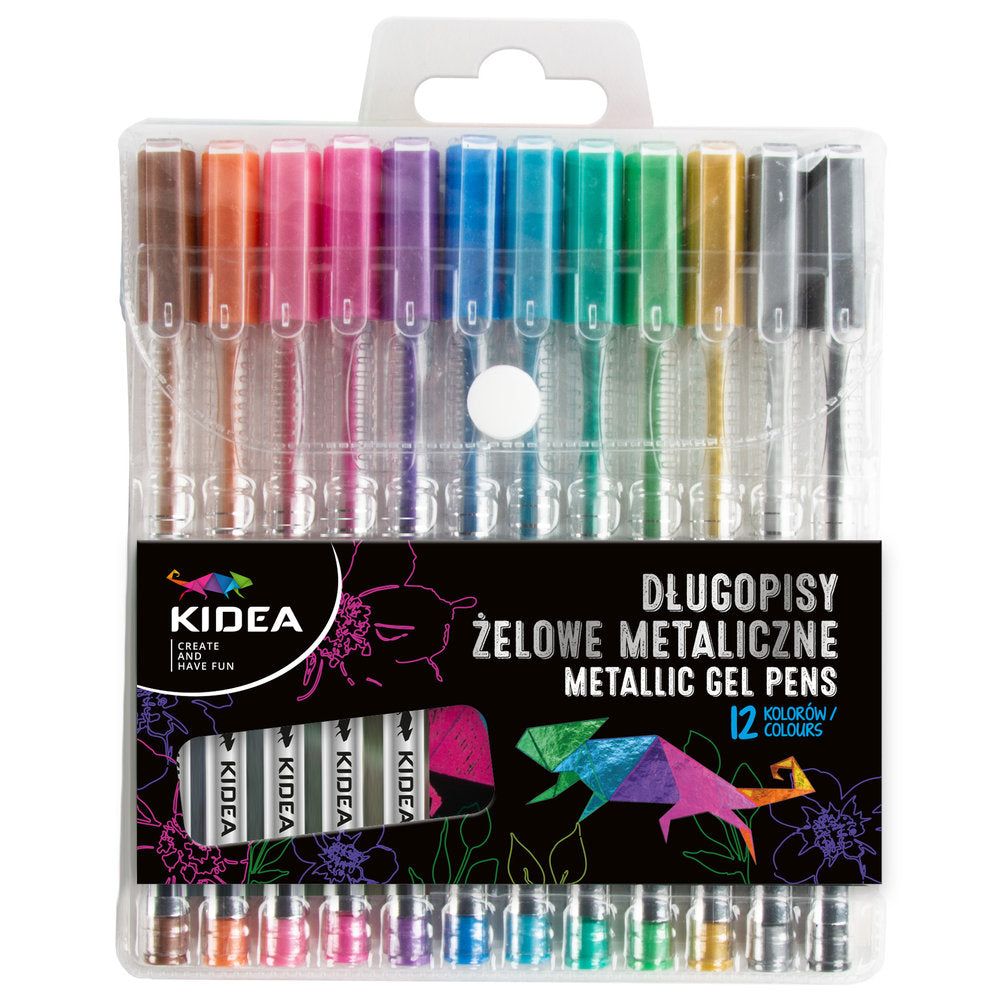Set 12 Bolígrafos de Gel Colores Metálicos Kidea