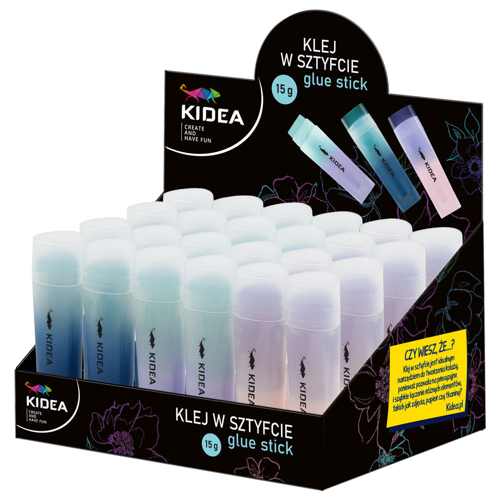Pack 24 pegamentos en barra Kidea 15g colores surtidos degradado