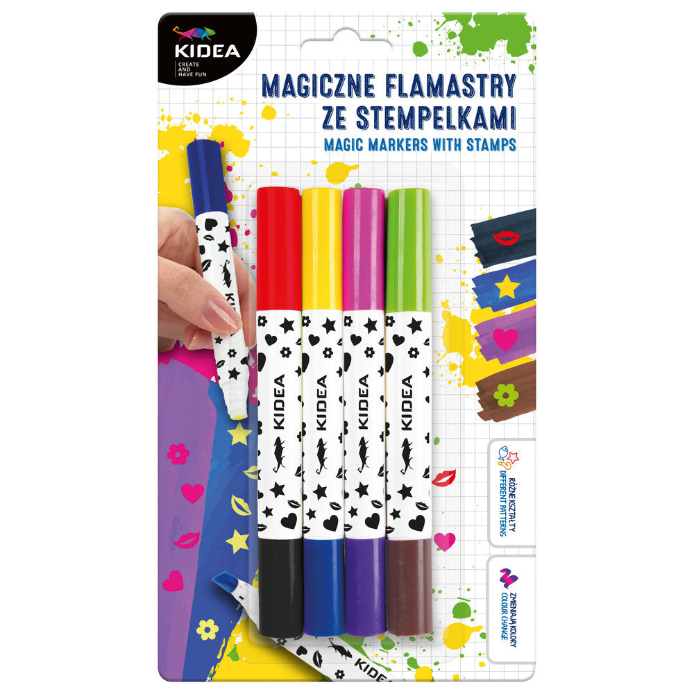 Set 4 Rotuladores Mágicos Doble Punta y Sello Cambian Color KIDEA Imagen principal del producto