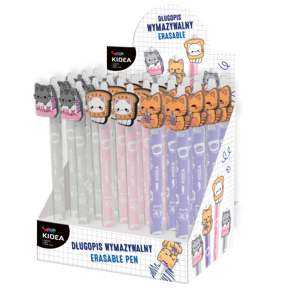 Exp. 24 Bolígrafos Borrables con Topper Gatitos Surt. KIDEA Imagen principal del producto
