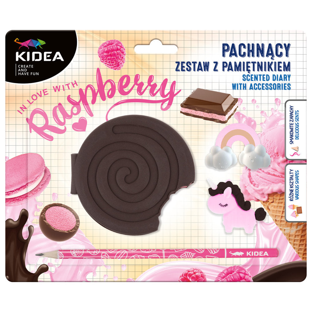 Set diario y accesorios con formas perfumado frambuesa Kidea