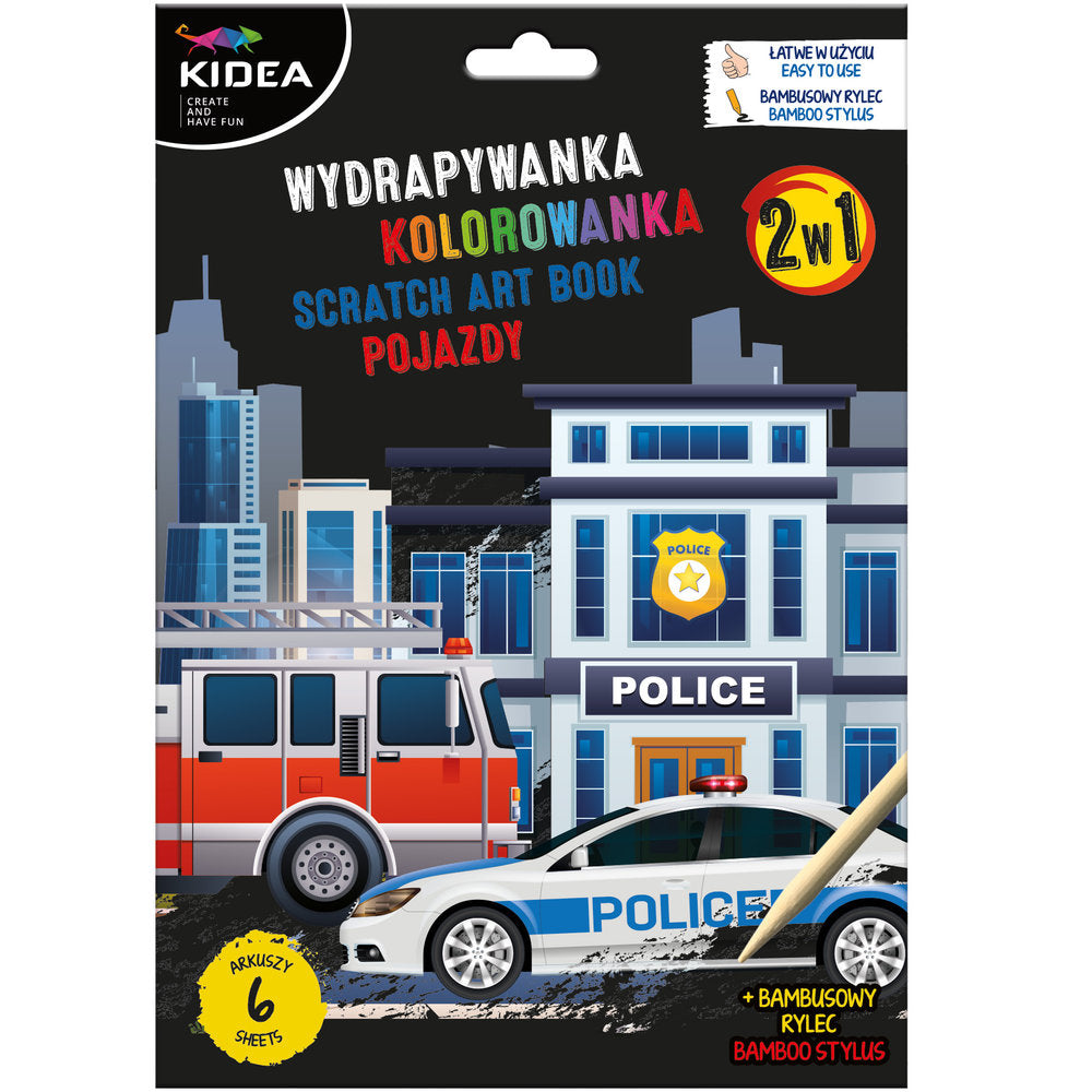 Set Libro para Rascar y Colorear 2 en 1 Vehículos Kidea Imagen principal del producto