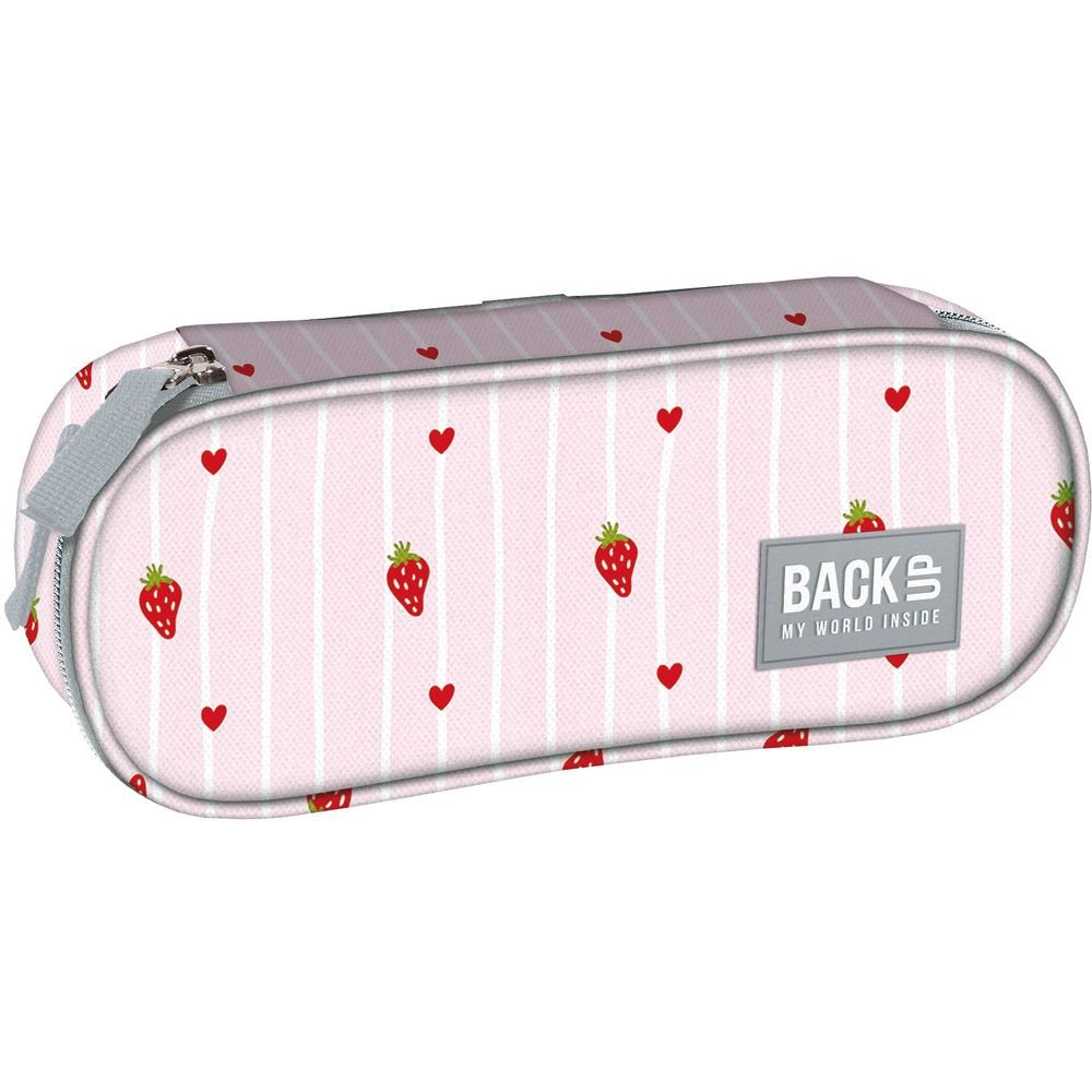 Portatodo Ovalado 1 Cremallera Fresas Rayas Rosas Derform