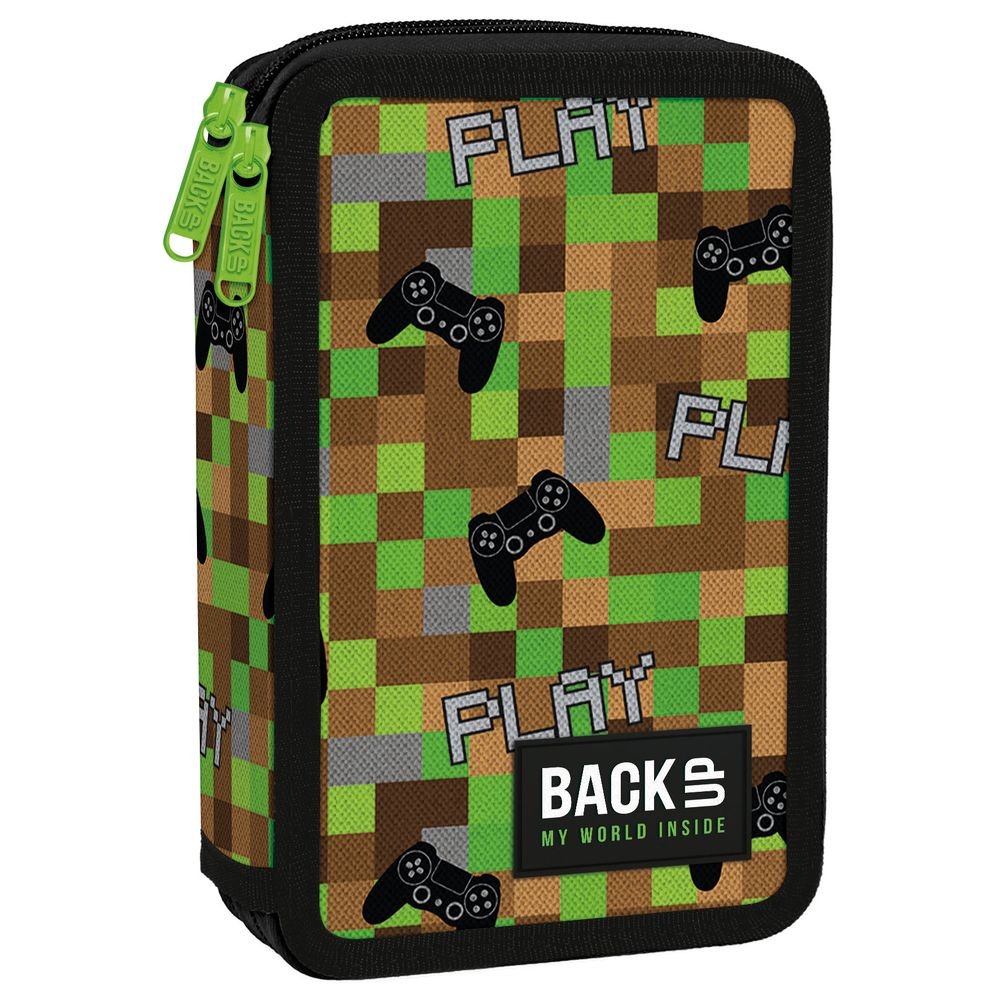 Plumier Doble con Relleno Estampado Gamer Verde DERFORM