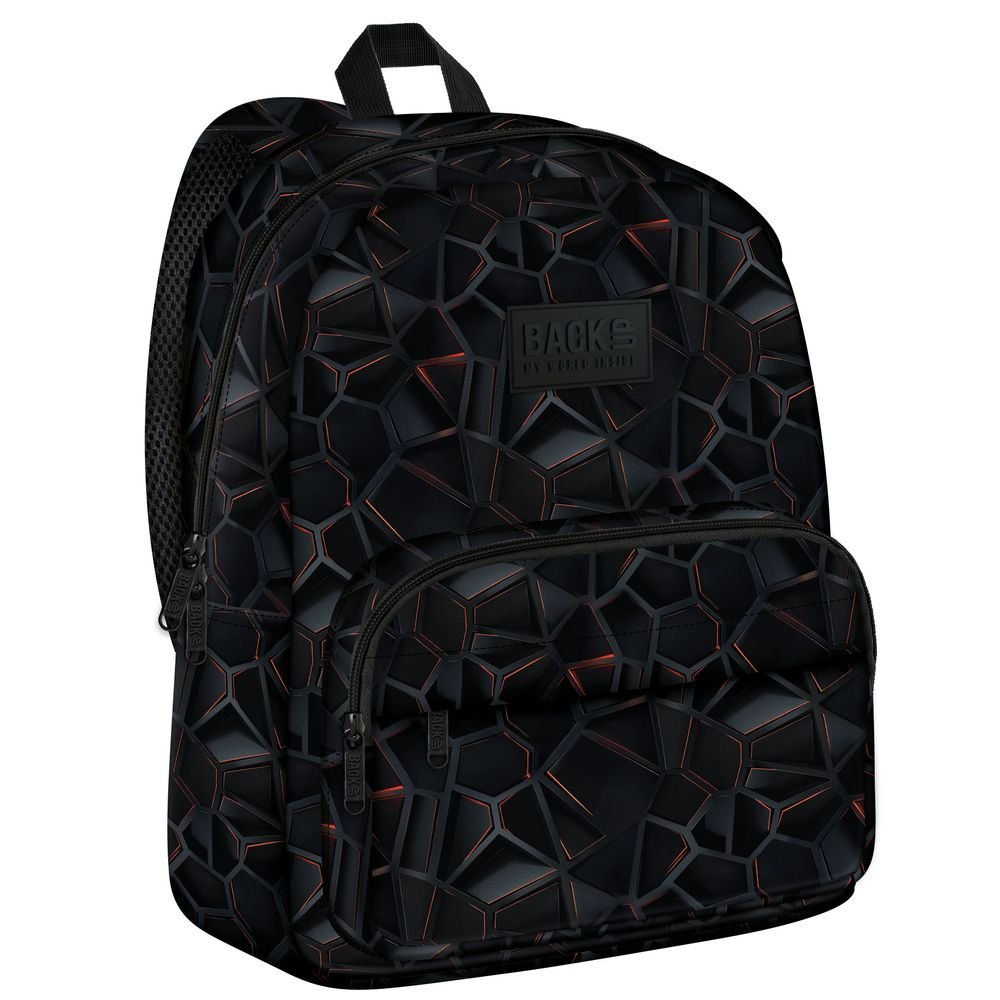 Mochila escolar 36x27 con bolsillos hexagonos neon DERFORM